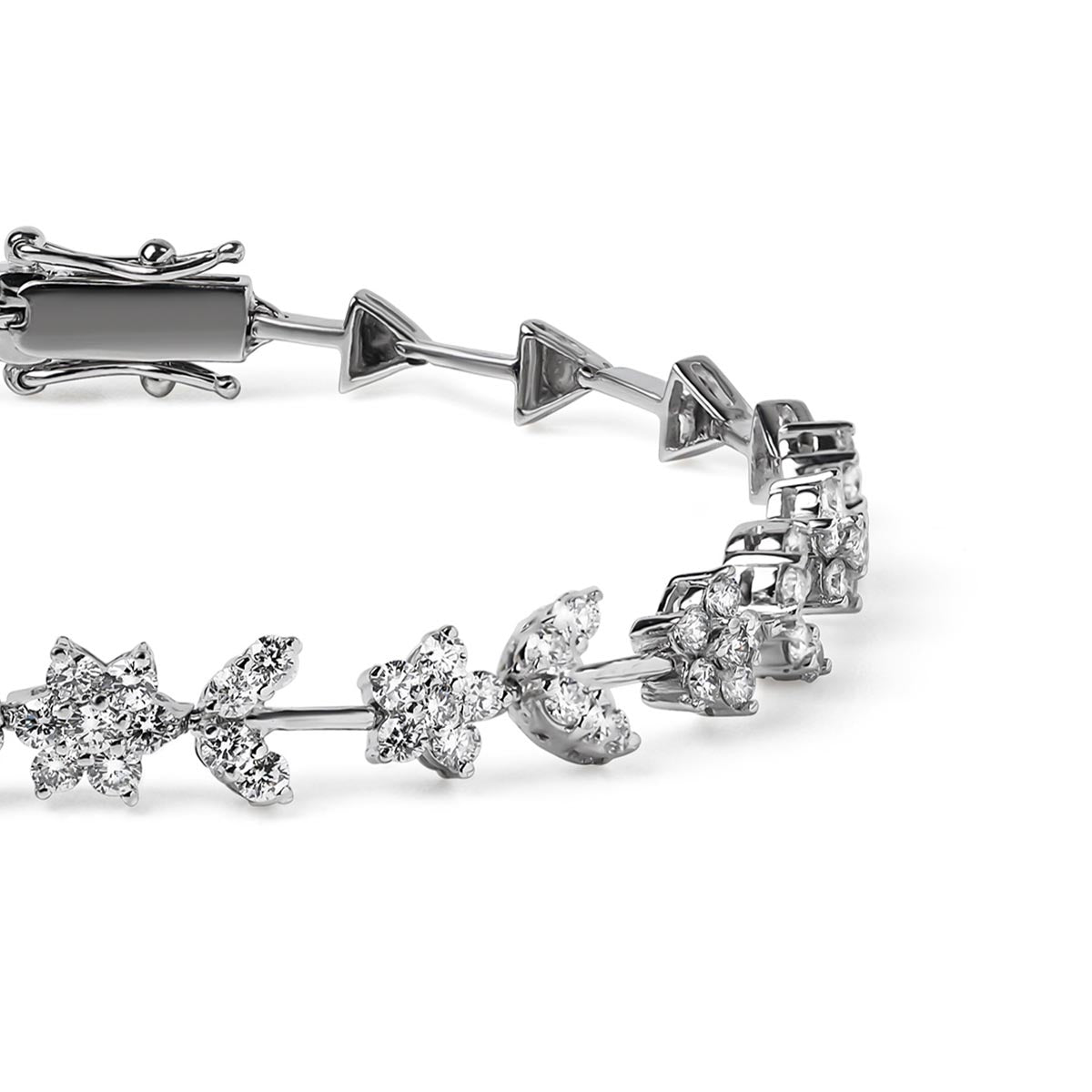 2.20ct Lab Diamond Flower Evening Bracelet in 9K White Gold H/SI