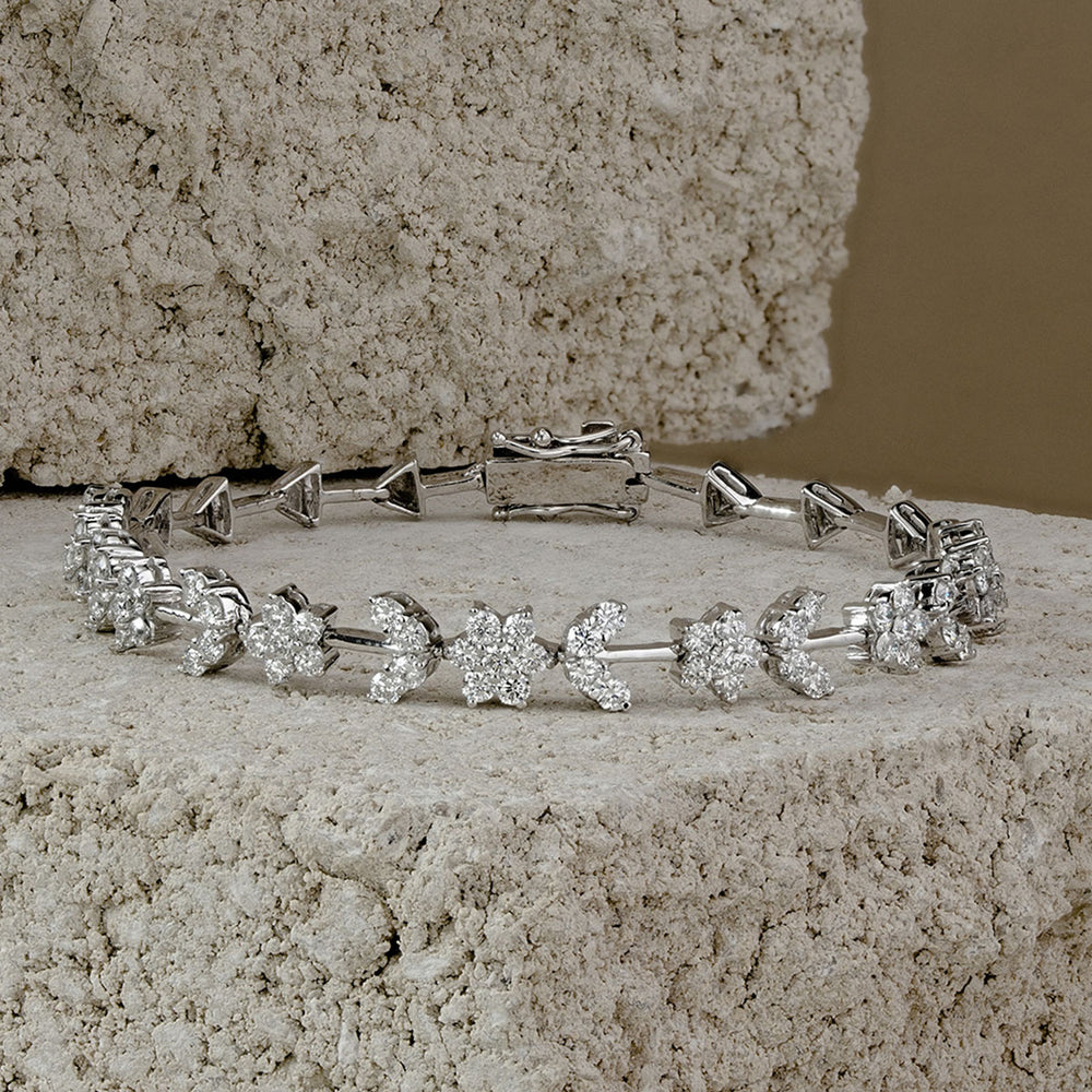 2.20ct Lab Diamond Flower Evening Bracelet in 9K White Gold H/SI