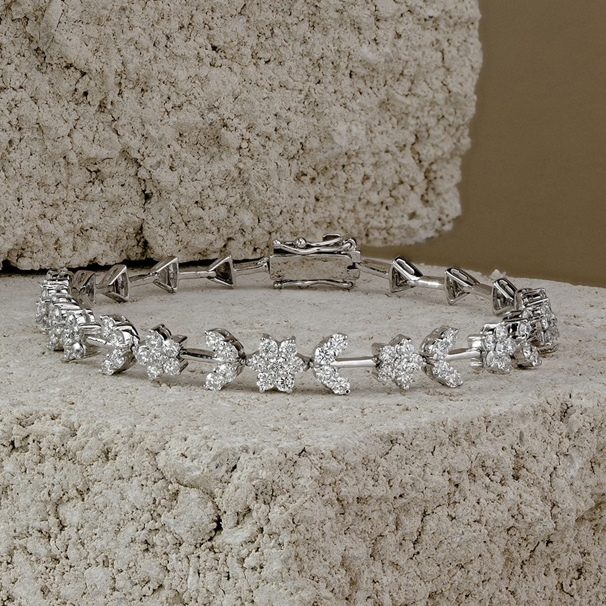 2.20ct Lab Diamond Flower Evening Bracelet in 9K White Gold H/SI