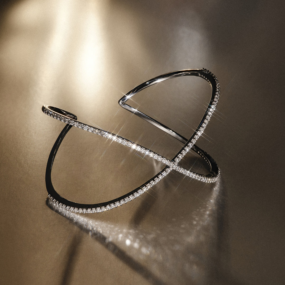 2.00ct Lab Diamond Infinity Cross-over Bangle in 9K White Gold