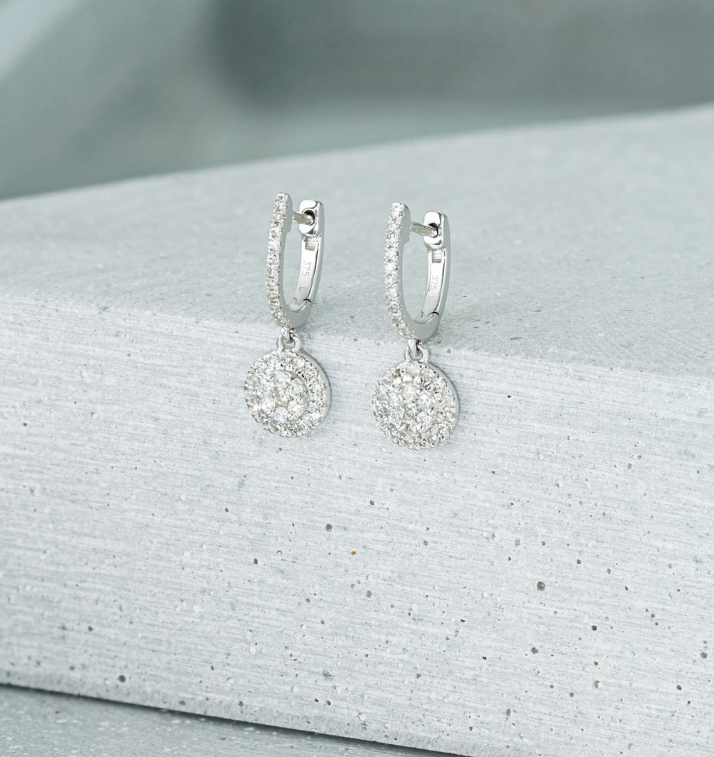 Halo Lab Diamond Drop Earrings - Florence - 0.46ct - in 9K White Gold