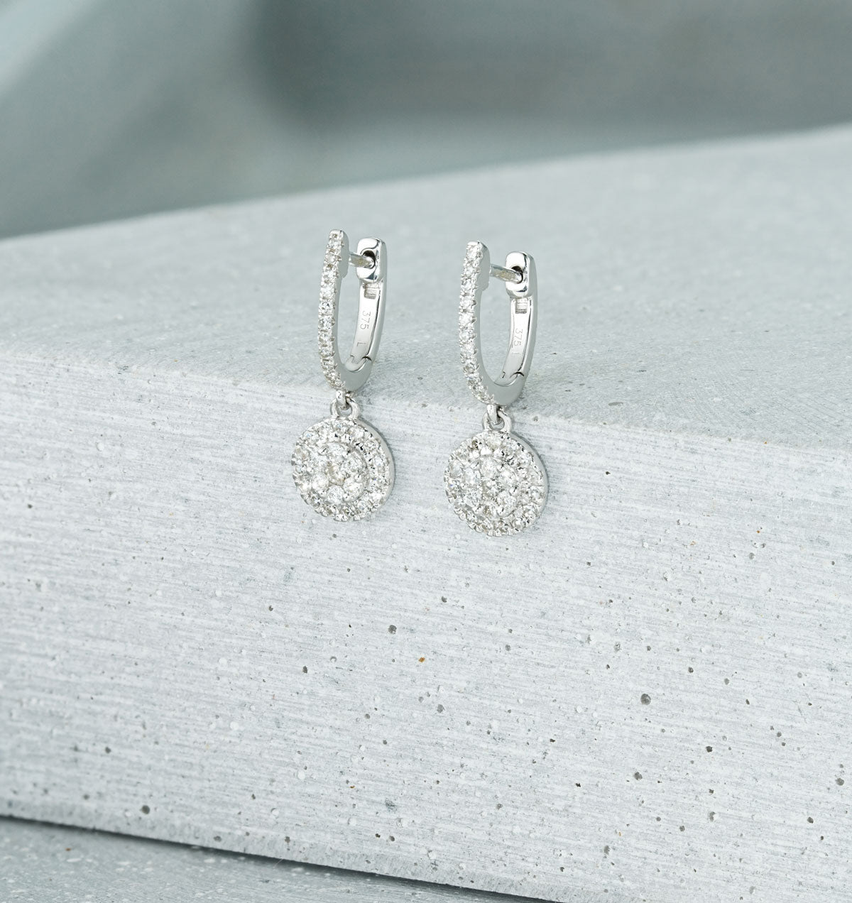 Halo Lab Diamond Drop Earrings - Florence - 0.46ct - in 9K White Gold