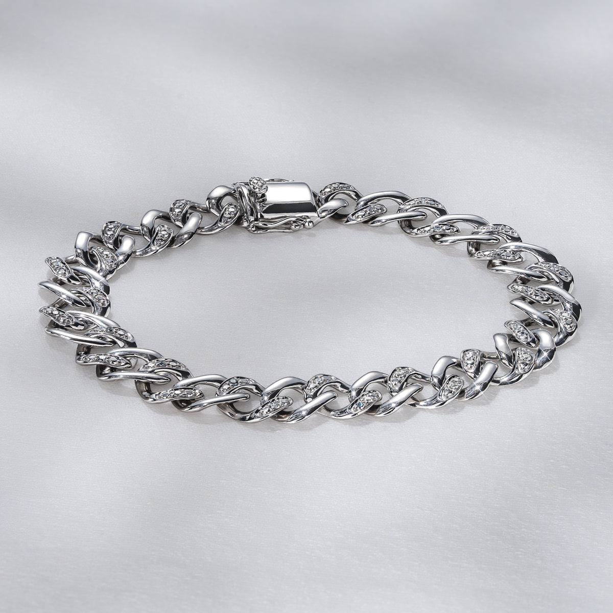 0.50ct Mens Lab Diamond Cuban Link Bracelet in 925 Sterling Silver