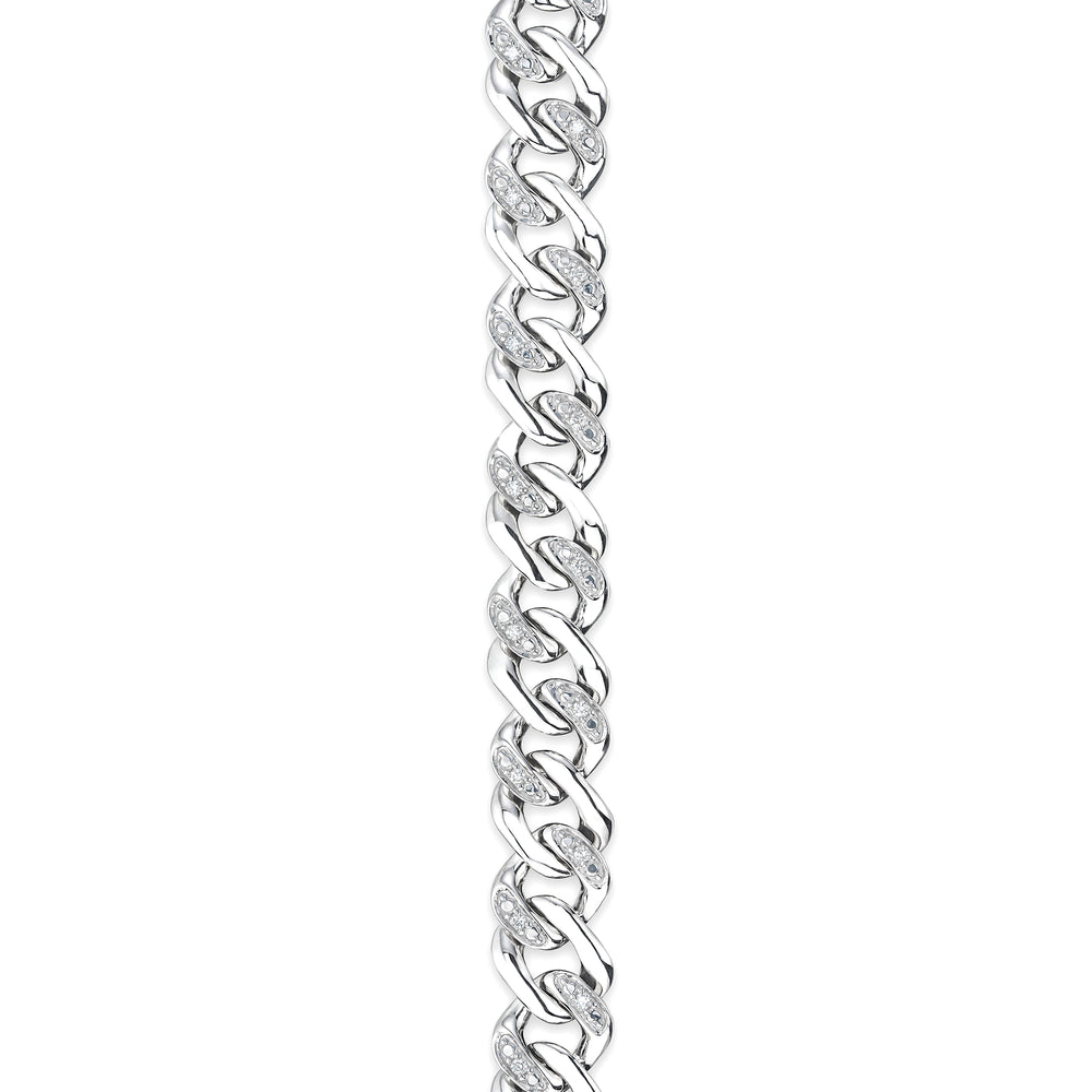 0.50ct Mens Lab Diamond Cuban Link Bracelet in 925 Sterling Silver