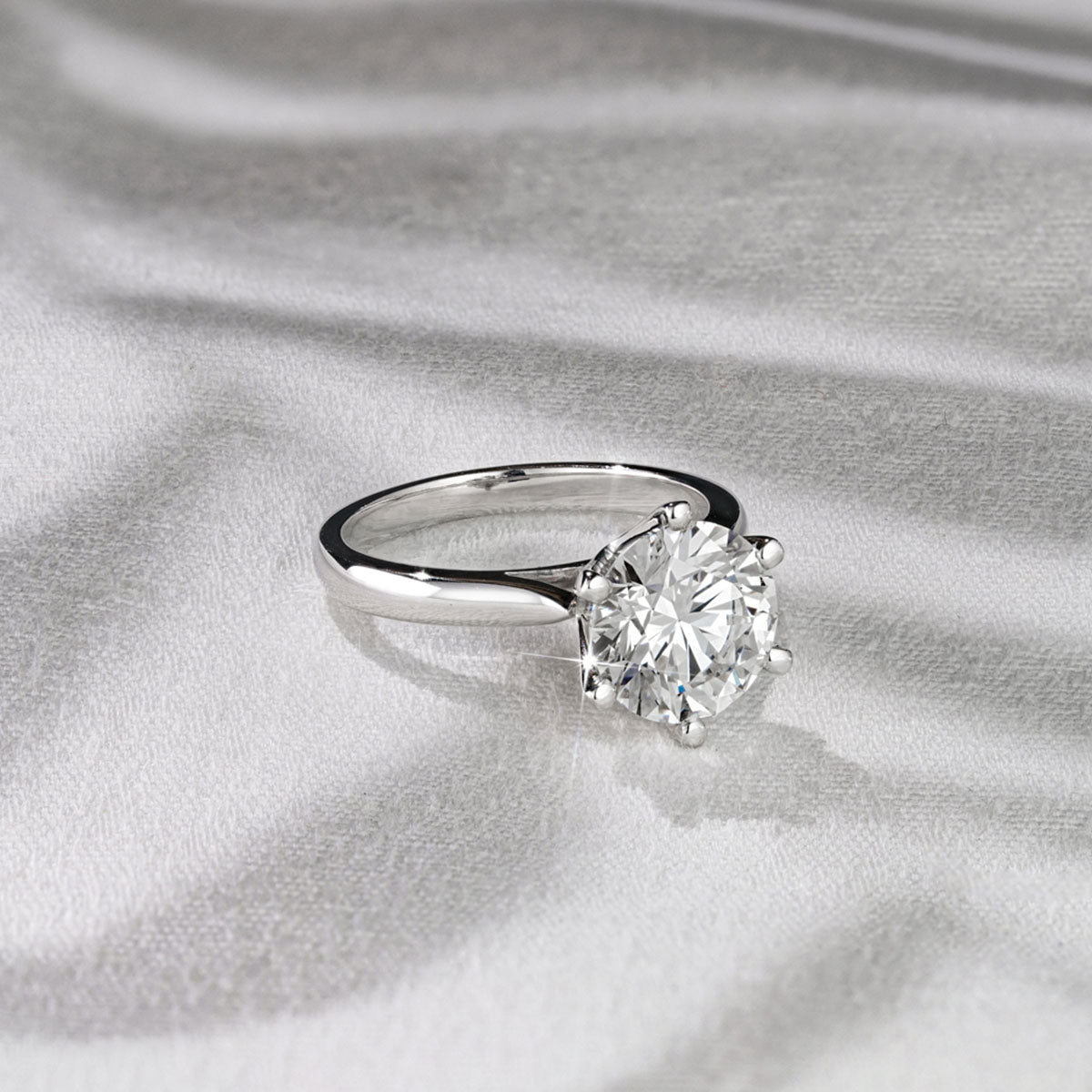 Low Set Chloe 3.00ct Lab Diamond Round Cut Engagement Ring in 18K White Gold G/VS1