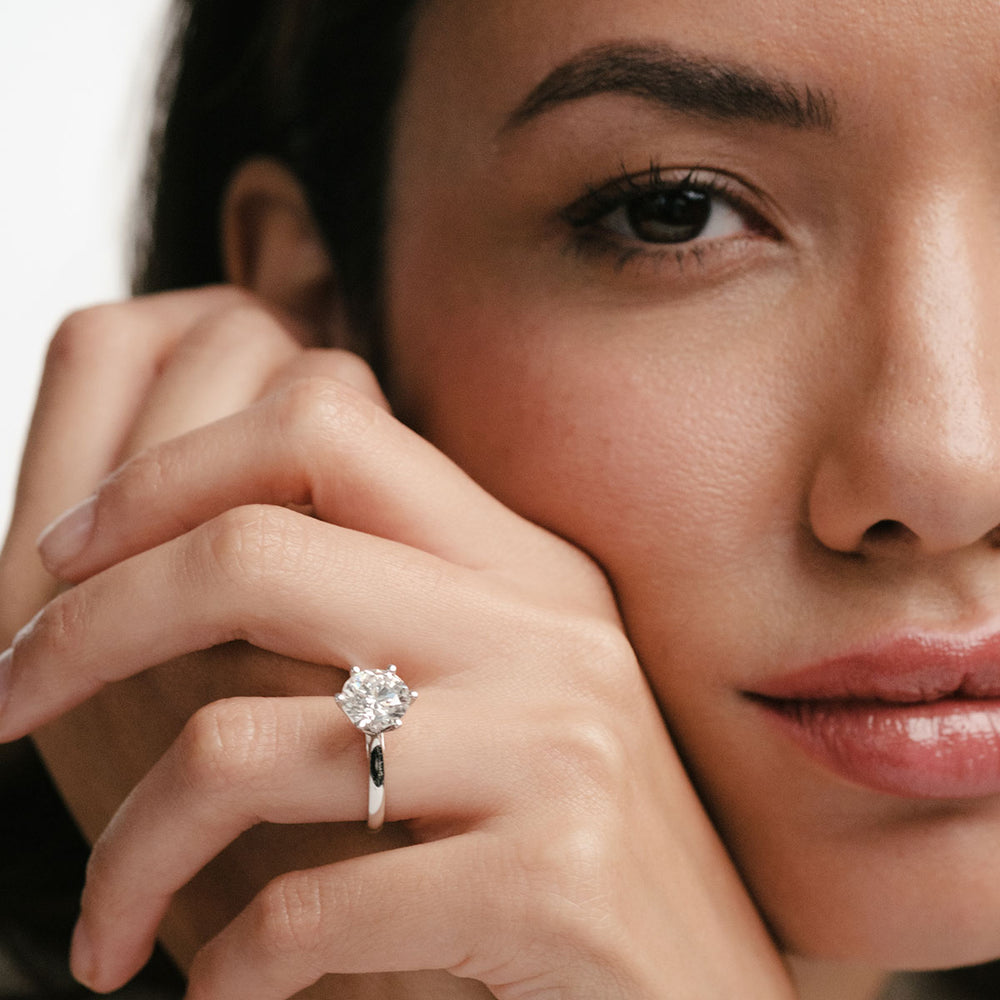 Low Set Chloe 3.00ct Lab Diamond Round Cut Engagement Ring in Platinum G/VS1