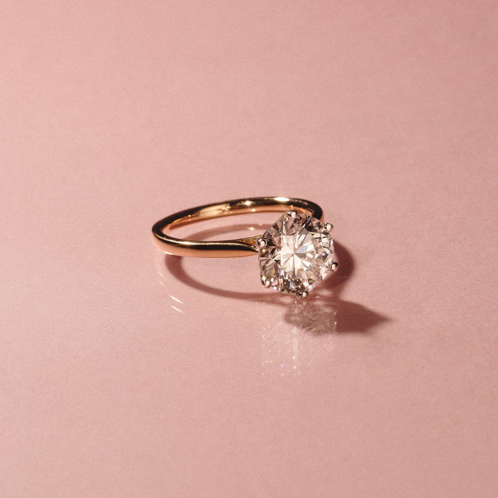 Low Set Chloe 3.00ct Lab Diamond Round Cut Engagement Ring in 18K Yellow Gold G/VS1