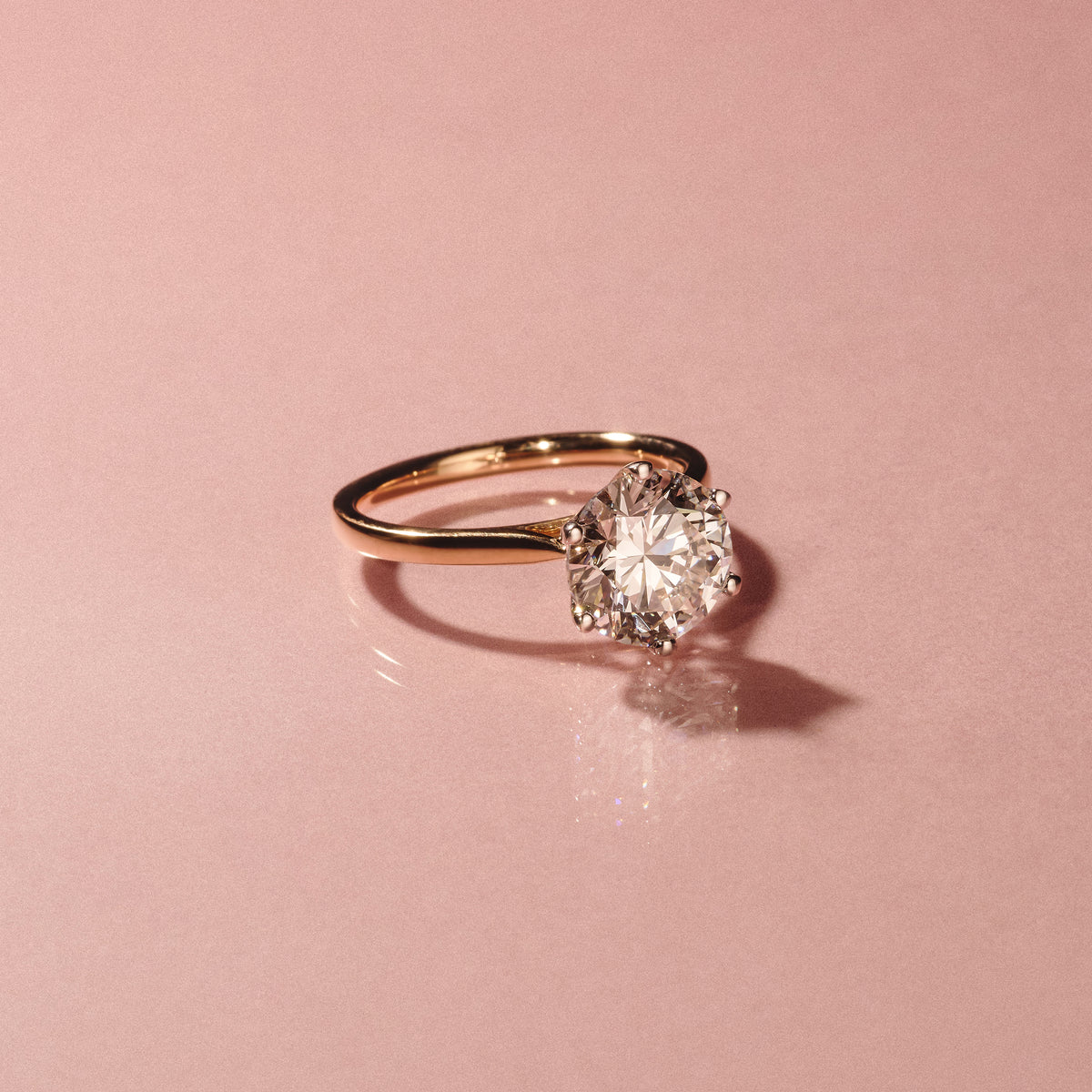 Low Set Chloe 3.00ct Lab Diamond Round Cut Engagement Ring in 18K Yellow Gold G/VS1