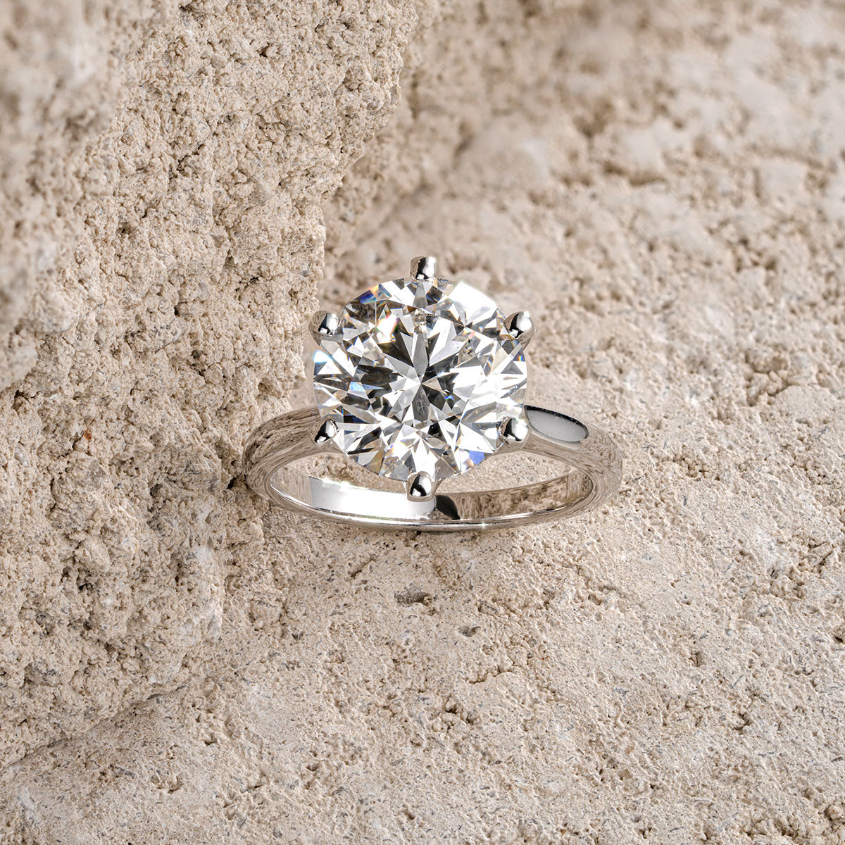 Low Set Chloe 5.00ct Lab Diamond Round Cut Engagement Ring in Platinum G/VS1
