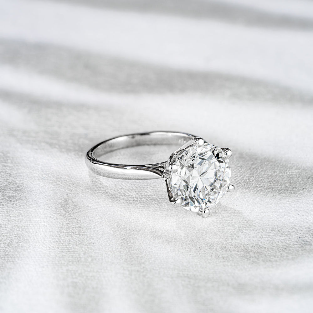 Low Set Chloe 5.00ct Lab Diamond Round Cut Engagement Ring in 18K White Gold G/VS1