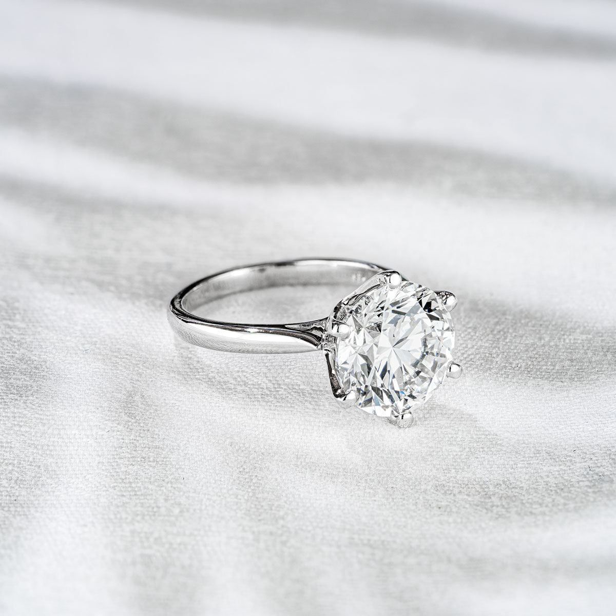 Low Set Chloe 5.00ct Lab Diamond Round Cut Engagement Ring in 18K White Gold G/VS1