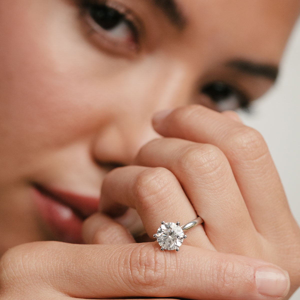 Low Set Chloe 5.00ct Lab Diamond Round Cut Engagement Ring in Platinum G/VS1