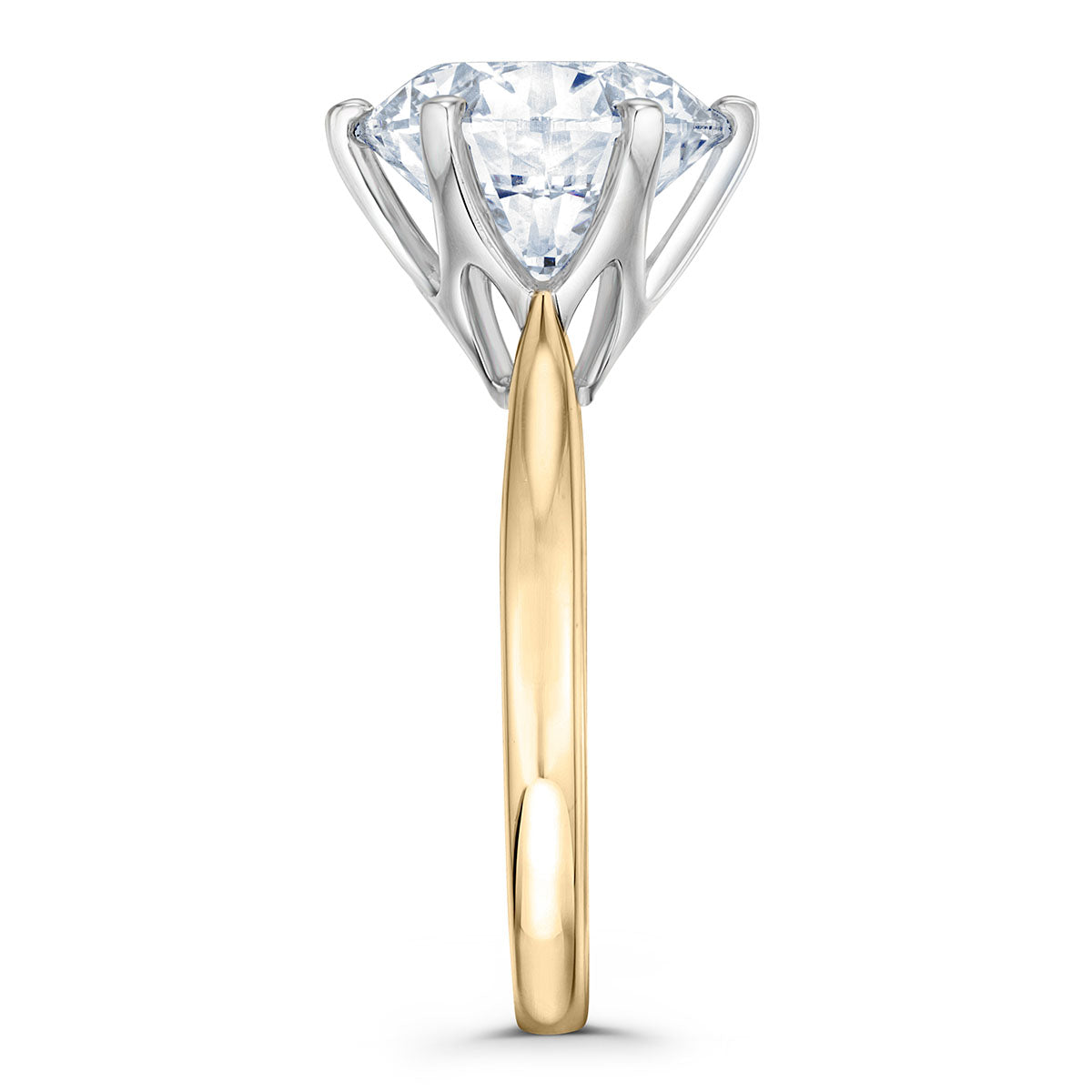 Low Set Chloe 5.00ct Lab Diamond Round Cut Engagement Ring in 18K Yellow Gold G/VS1