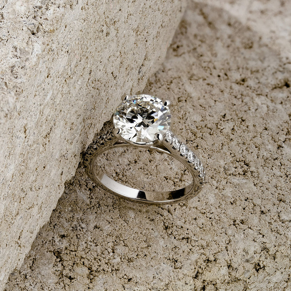 Natalia 3.45ct Lab Diamond Round Cut Engagement Ring in 18K White Gold G/VS1