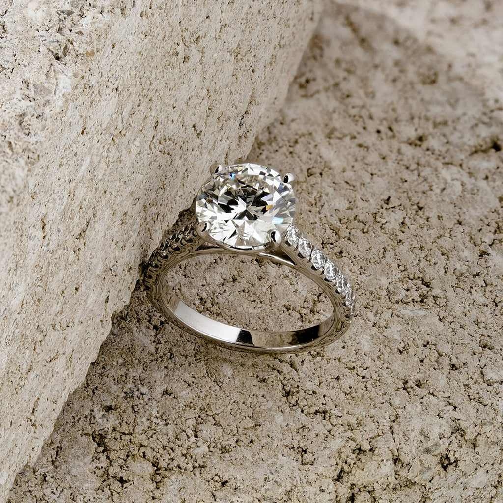 Natalia 3.45ct Lab Diamond Round Cut Engagement Ring in Platinum G/VS1