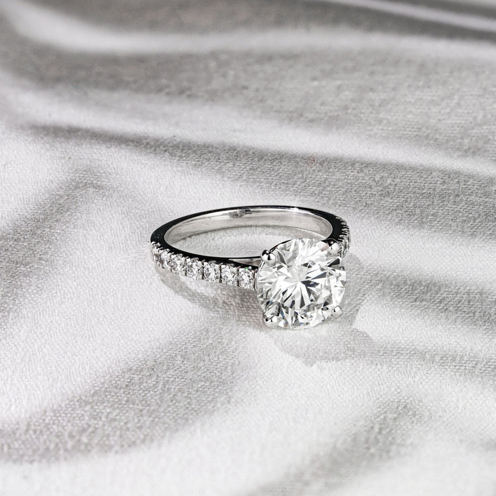 Natalia 3.45ct Lab Diamond Round Cut Engagement Ring in 18K White Gold G/VS1