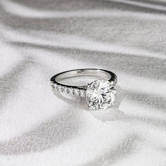 Natalia 3.45ct Lab Diamond Round Cut Engagement Ring in 18K White Gold G/VS1