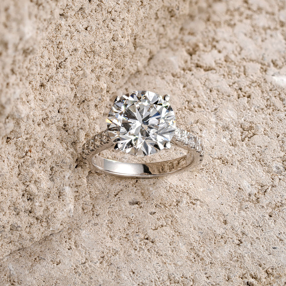 Natalia 5.65ct Lab Diamond Round Cut Engagement Ring in 18K White Gold G/VS1
