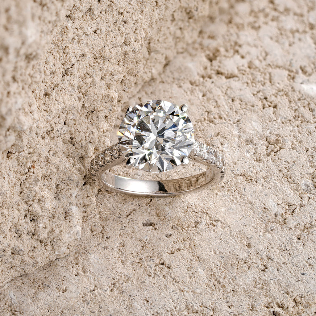 Natalia 5.65ct Lab Diamond Round Cut Engagement Ring in 18K White Gold G/VS1