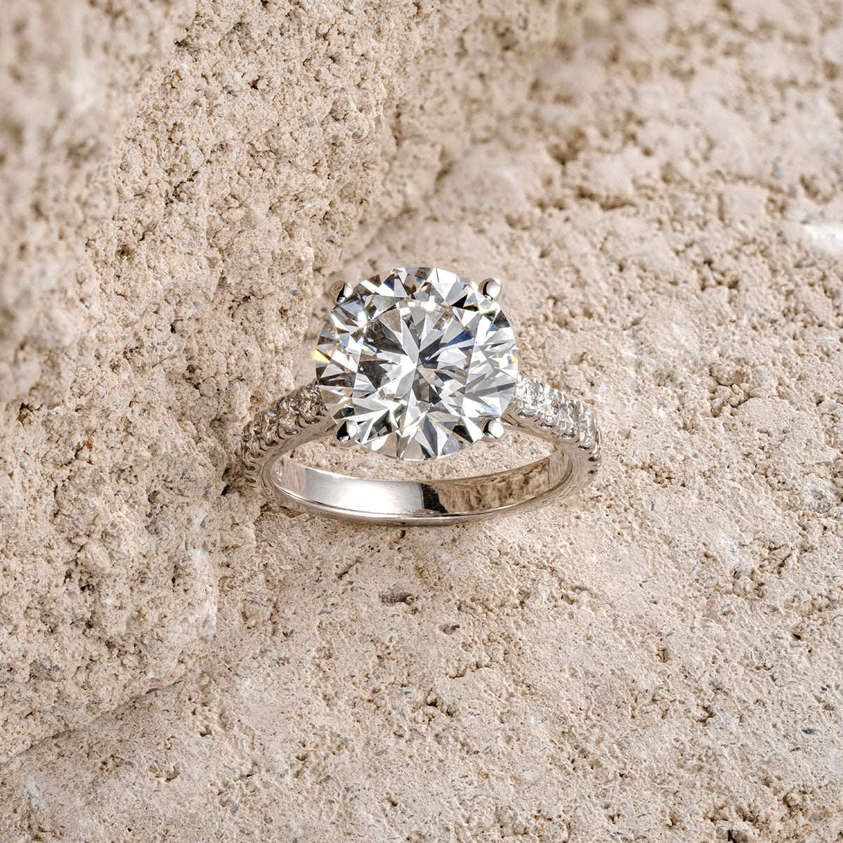 Natalia 5.65ct Lab Diamond Round Cut Engagement Ring in 18K White Gold G/VS1