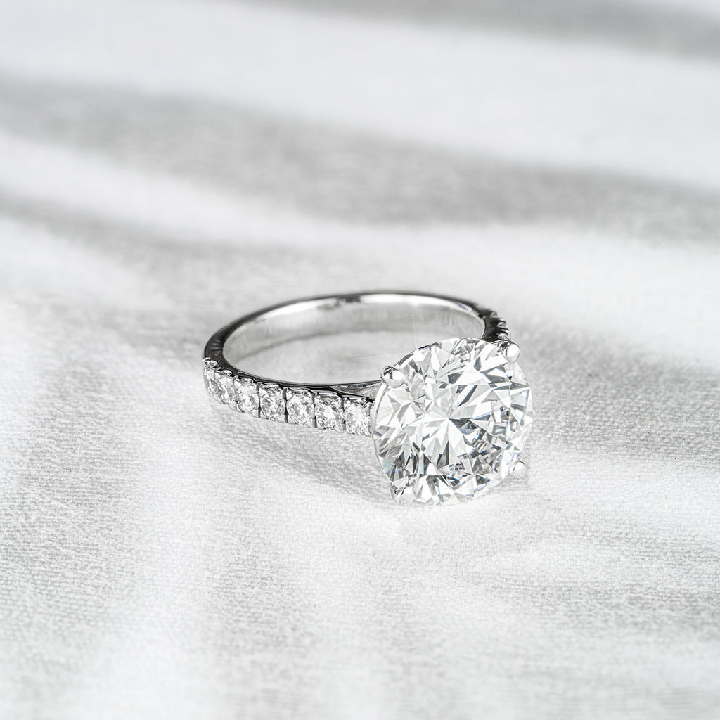 Natalia 5.65ct Lab Diamond Round Cut Engagement Ring in 18K White Gold G/VS1