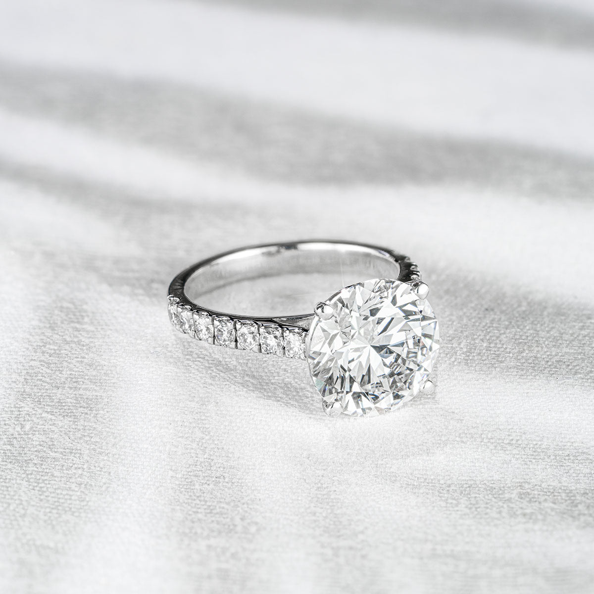 Natalia 5.65ct Lab Diamond Round Cut Engagement Ring in 18K White Gold G/VS1