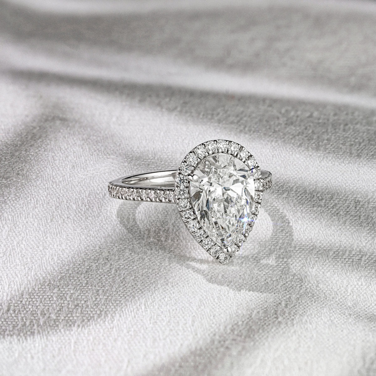 Diana 3.60ct Lab Diamond Pear Cut Engagement Ring in Platinum G/VS1