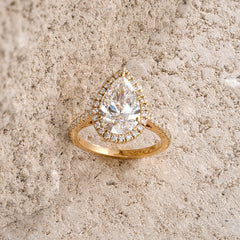 Diana 3.60ct Lab Diamond Pear Cut Engagement Ring in 18K Yellow Gold G/VS1