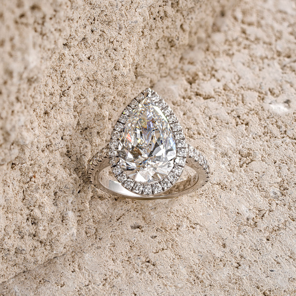 Diana 5.90ct Lab Diamond Pear Cut Engagement Ring in 18K White Gold G/VS1