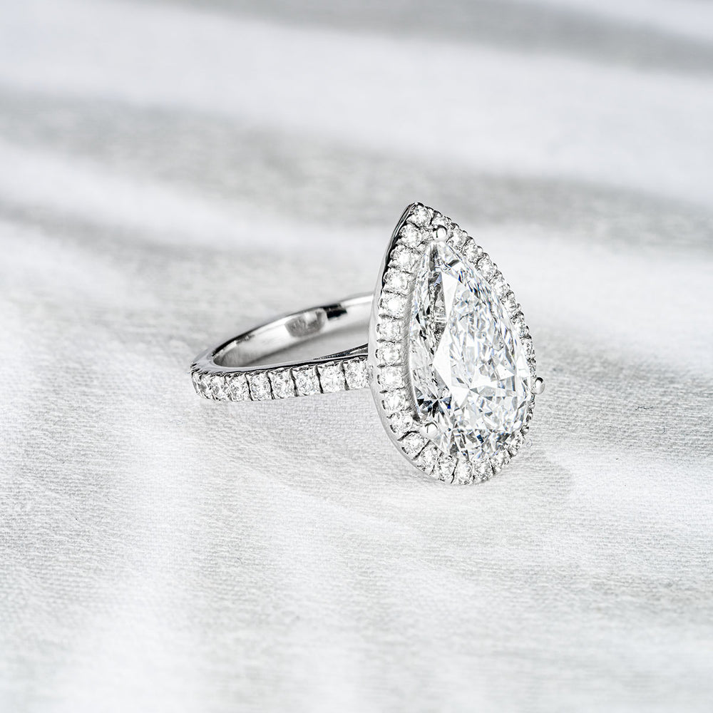 Diana 5.90ct Lab Diamond Pear Cut Engagement Ring in Platinum G/VS1