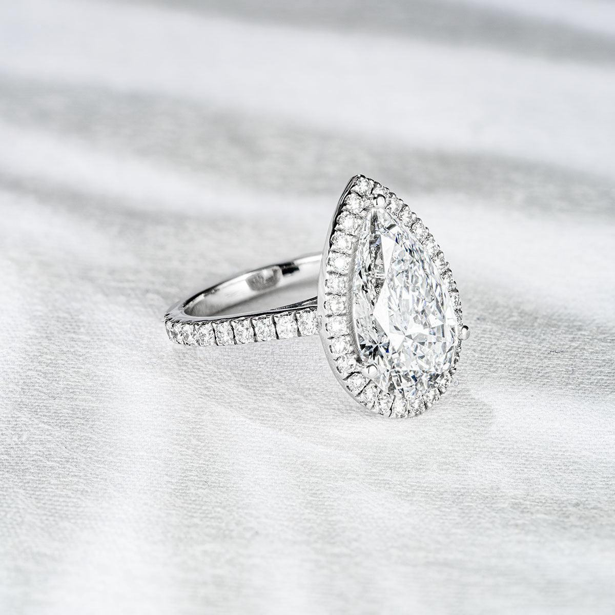 Diana 5.90ct Lab Diamond Pear Cut Engagement Ring in Platinum G/VS1