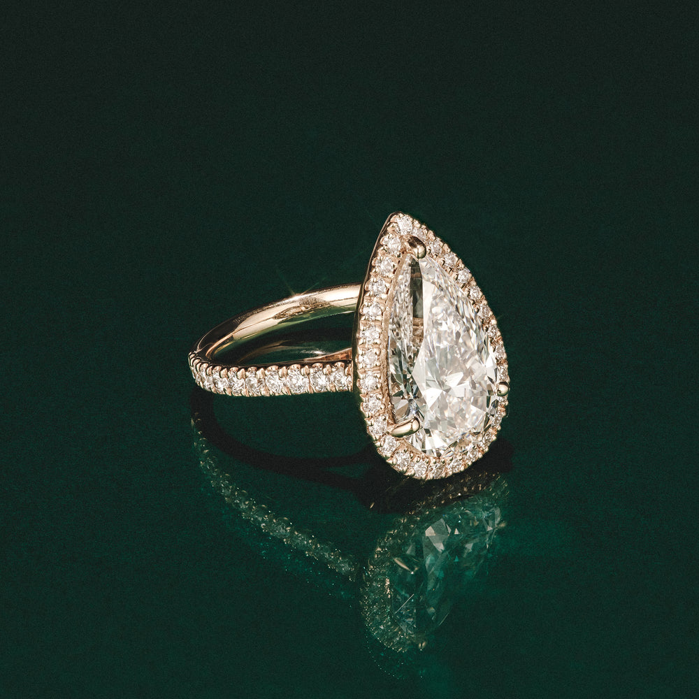 Diana 5.90ct Lab Diamond Pear Cut Engagement Ring in 18K Yellow Gold G/VS1