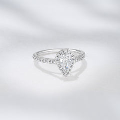 Diana Diamond Pear Halo Engagement Ring Platinum 1ct G/VS