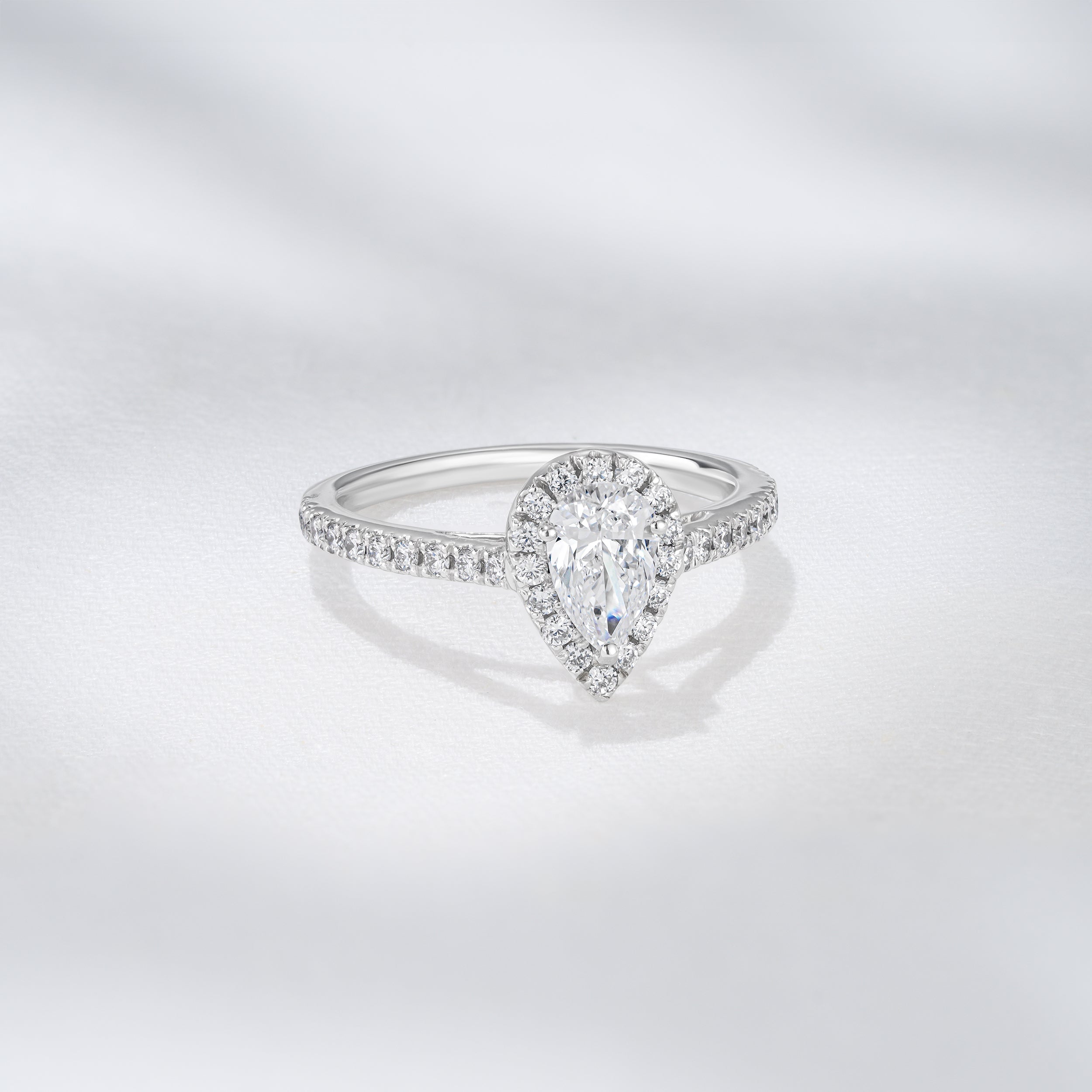 Diana Diamond Pear Halo Engagement Ring Platinum 1ct G/VS2