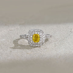 Anastasia Yellow Lab Diamond 1.30ct Halo Ring in 18K White Gold - Elara Collection