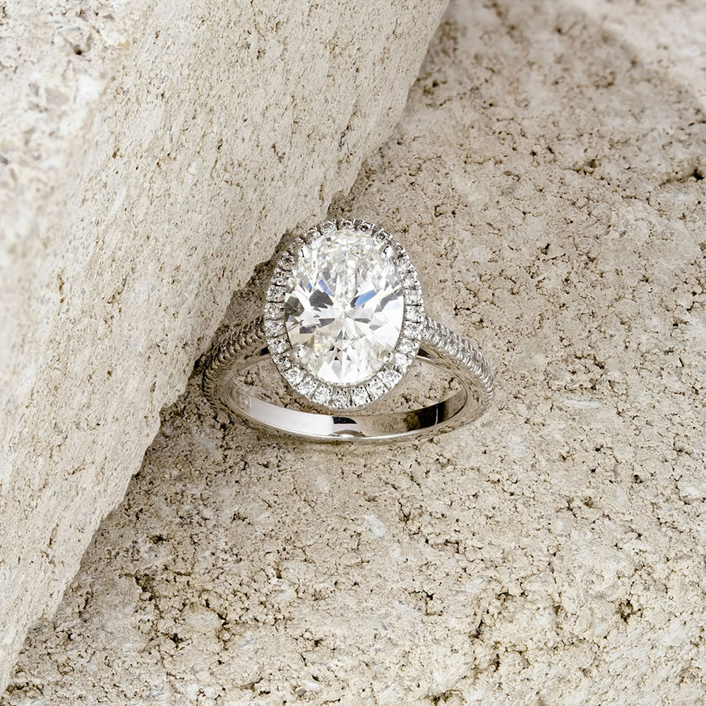 Georgina 3.50ct Lab Diamond Oval Cut Engagement Ring in 18K White Gold G/VS1