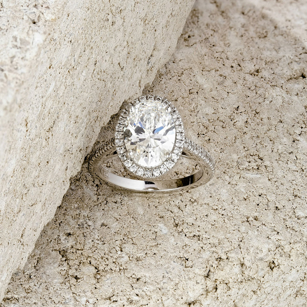 Georgina 3.50ct Lab Diamond Oval Cut Engagement Ring in Platinum G/VS1