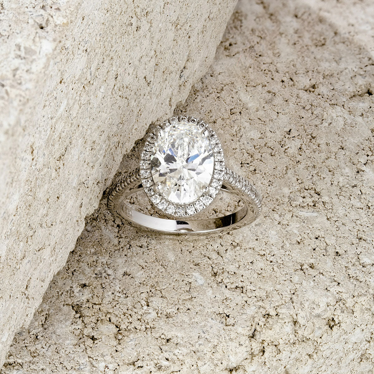 Georgina 3.50ct Lab Diamond Oval Cut Engagement Ring in Platinum G/VS1