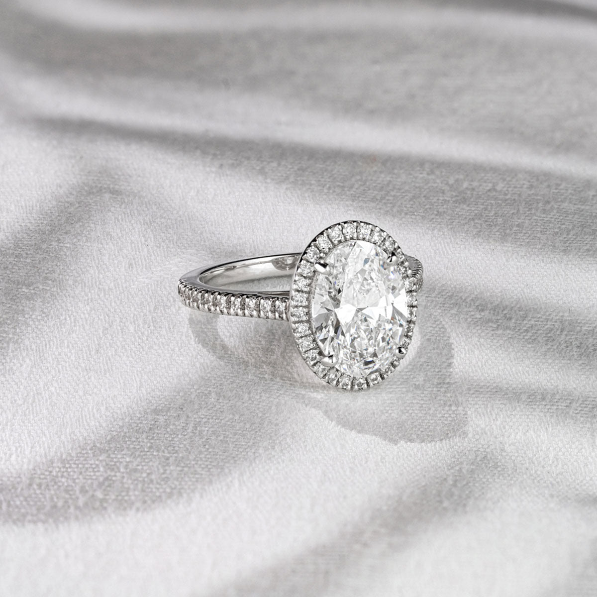 Georgina 3.50ct Lab Diamond Oval Cut Engagement Ring in 18K White Gold G/VS1
