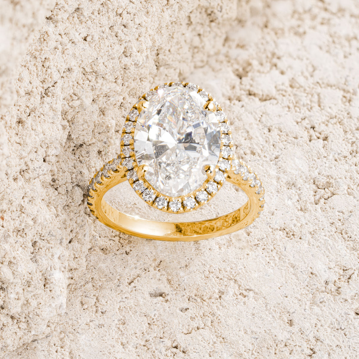Georgina 5.70ct Lab Diamond Oval Cut Engagement Ring in 18K Yellow Gold G/VS1