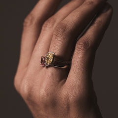 Georgina Yellow Lab Diamond Oval Halo 1.60ct Ring in 18K Yellow Gold - Elara Collection