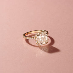 Beatrice 3.55ct Lab Diamond Cushion Cut Engagement Ring in 18K Yellow Gold G/VS1
