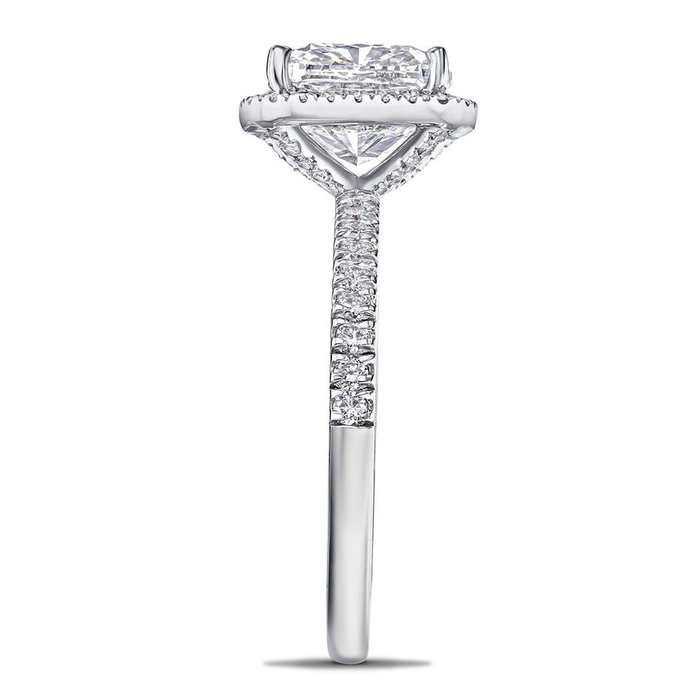 Beatrice 3.55ct Lab Diamond Cushion Cut Engagement Ring in 18K White Gold G/VS1