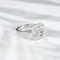 Beatrice 5.75ct Lab Diamond Cushion Cut Engagement Ring in 18K White Gold G/VS1