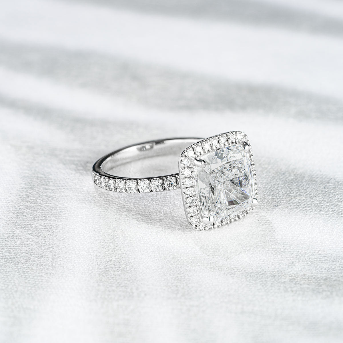 Beatrice 5.75ct Lab Diamond Cushion Cut Engagement Ring in Platinum G/VS1