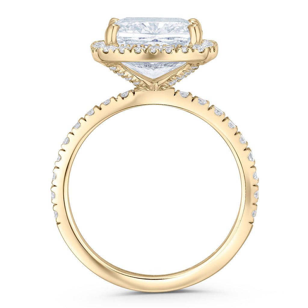 Beatrice 5.75ct Lab Diamond Cushion Cut Engagement Ring in 18K Yellow Gold G/VS1