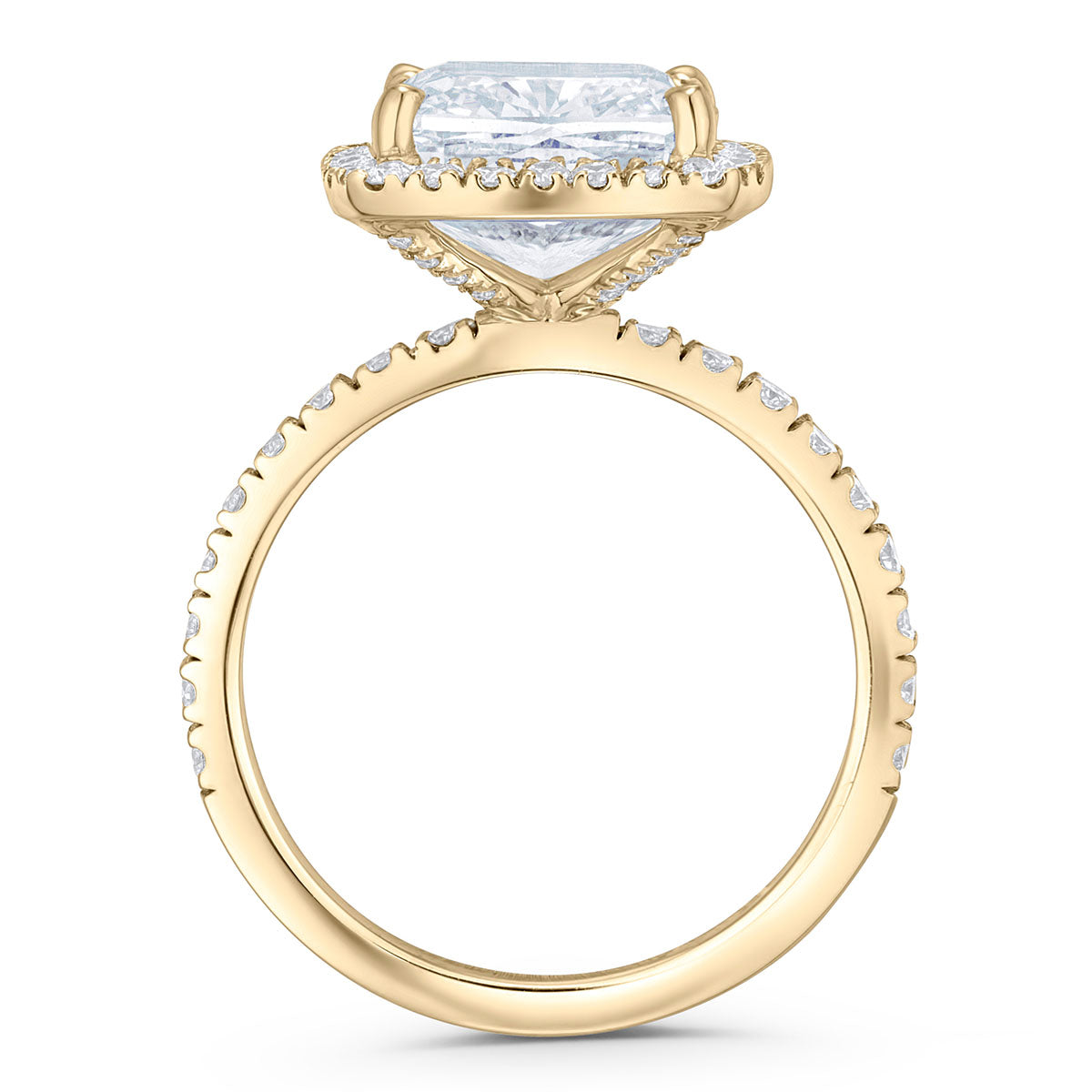 Beatrice 5.75ct Lab Diamond Cushion Cut Engagement Ring in 18K Yellow Gold G/VS1