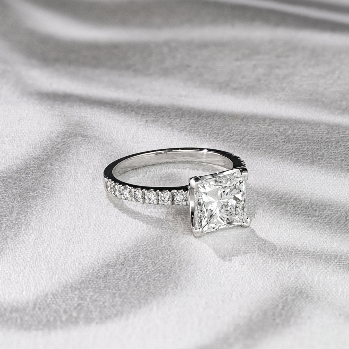 Katerina 3.45ct Lab Diamond Princess Cut Engagement Ring in Platinum G/VS1