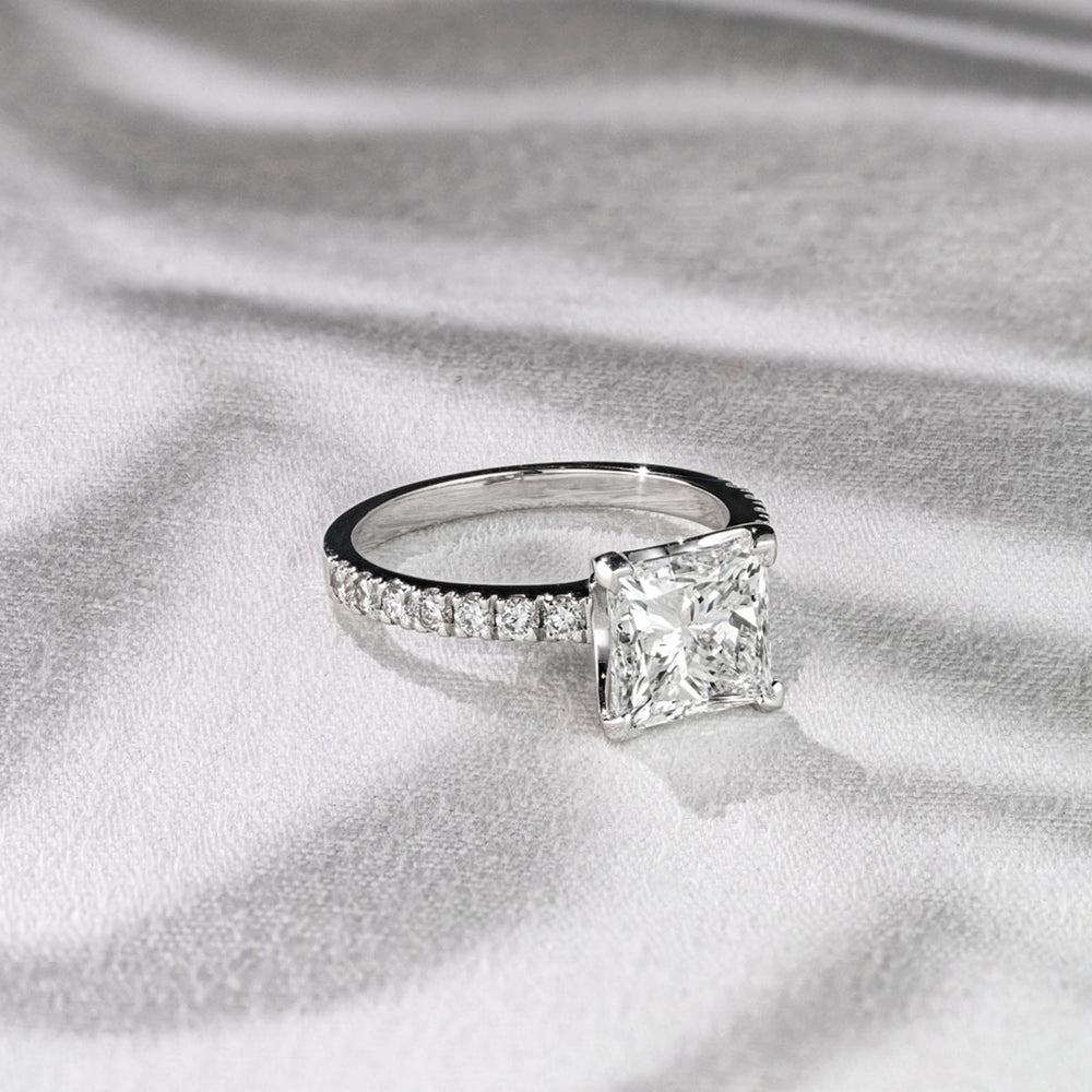 Katerina 3.45ct Lab Diamond Princess Cut Engagement Ring in 18K White Gold G/VS1