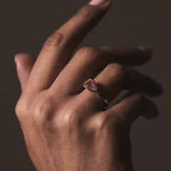 Aurora Pink Lab Diamond Emerald Cut and Trillion 1.70ct Ring in 18K White Gold - Elara Collection
